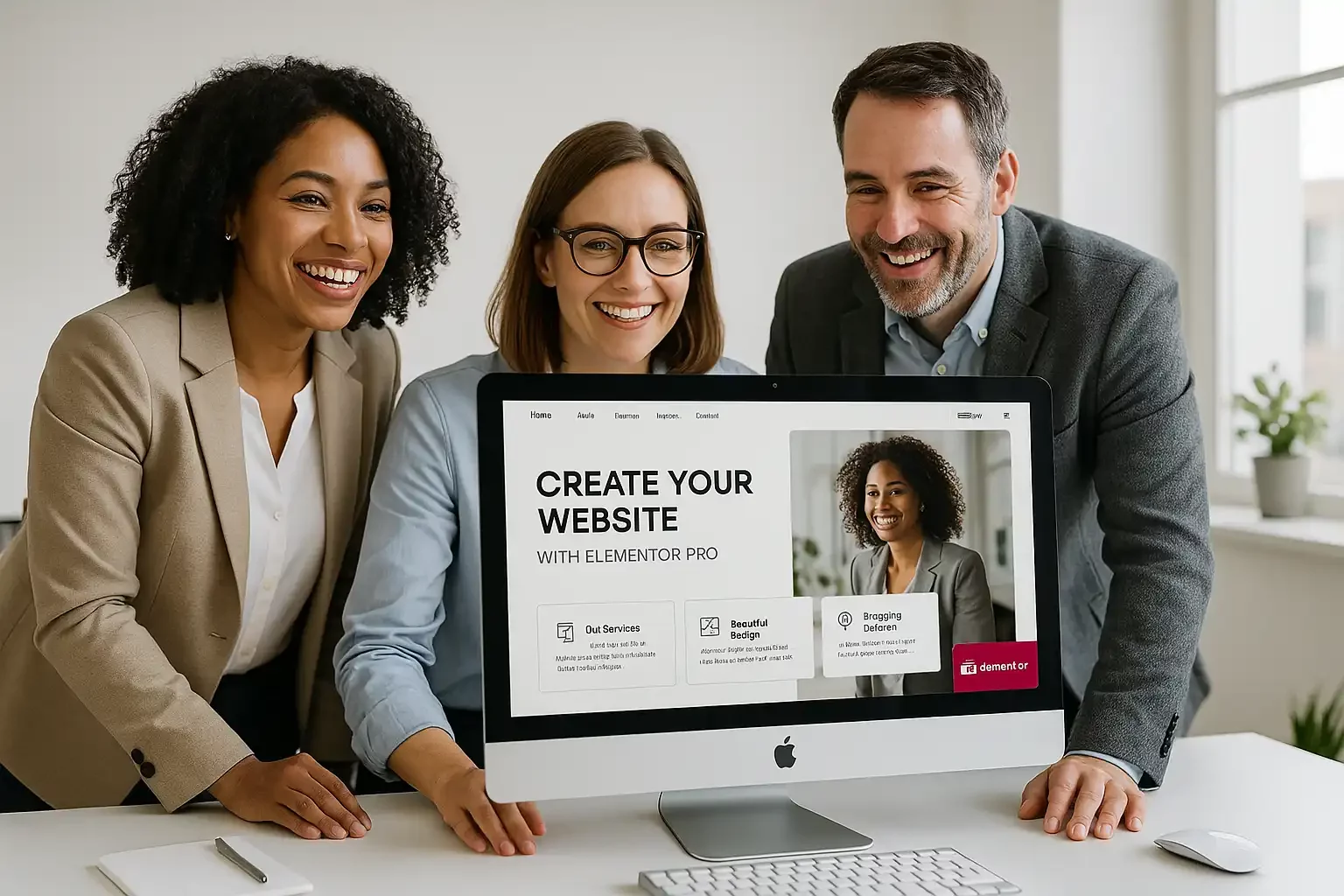 satisfied and smiling web design professionals